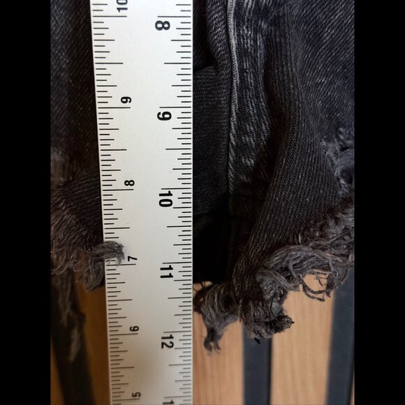 New Zara Jean Shorts 00 Womens Black Mid Rise Cut Off Denim Frayed Button Fly - Picture 4 of 10